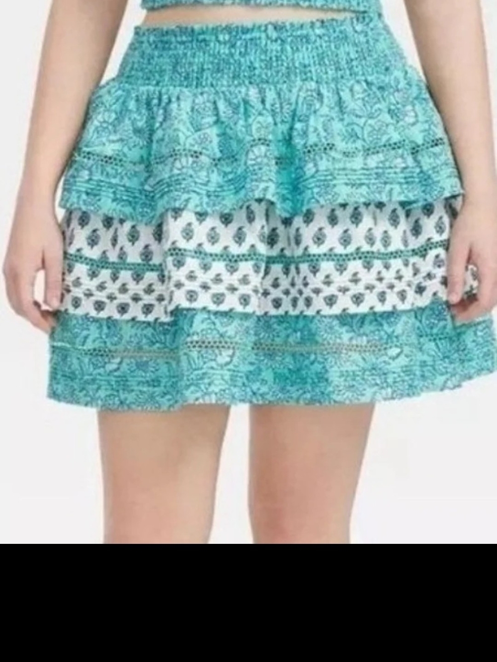 Roller Rabbit + Target Tiered Ruffle Mini tiered boho Skirt M-L
